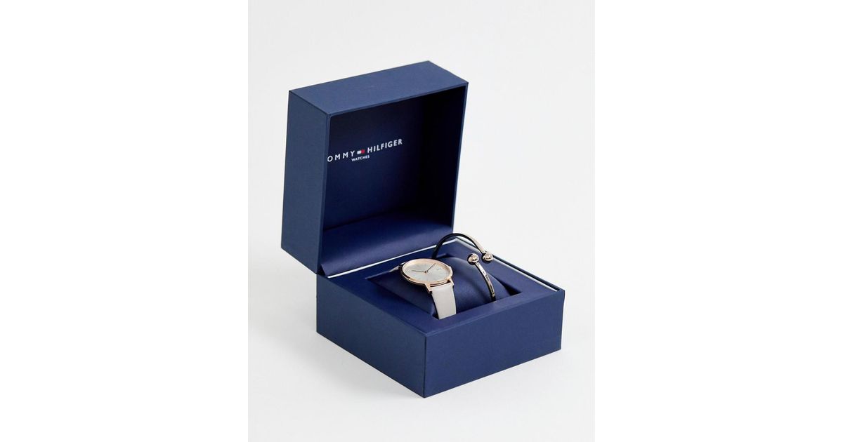 Tommy Hilfiger Leather Bracelet Watch & Bracelet Gift Set in Black for Men  - Lyst