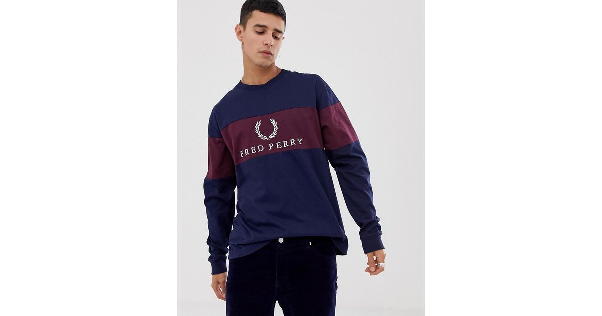 fred perry contrast panel sweatshirt
