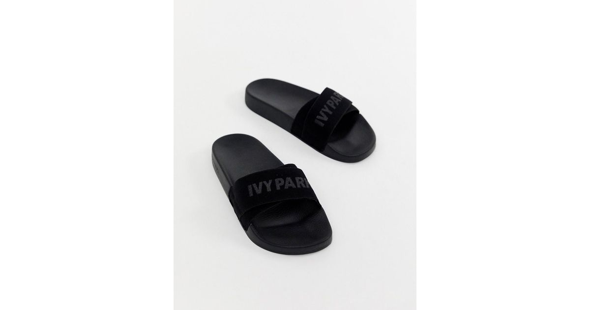 شهرة بلا مأوى البراز عوض نفس على عكس ivy park logo slider sandals in black  in black lyst - teataroz.com