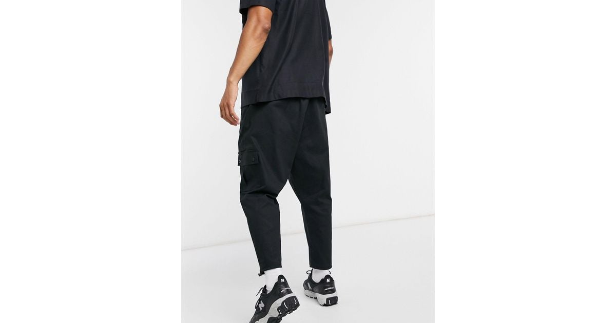 ASOS Drop Crotch Cargo Pants With toggle in Black for Men - Lyst