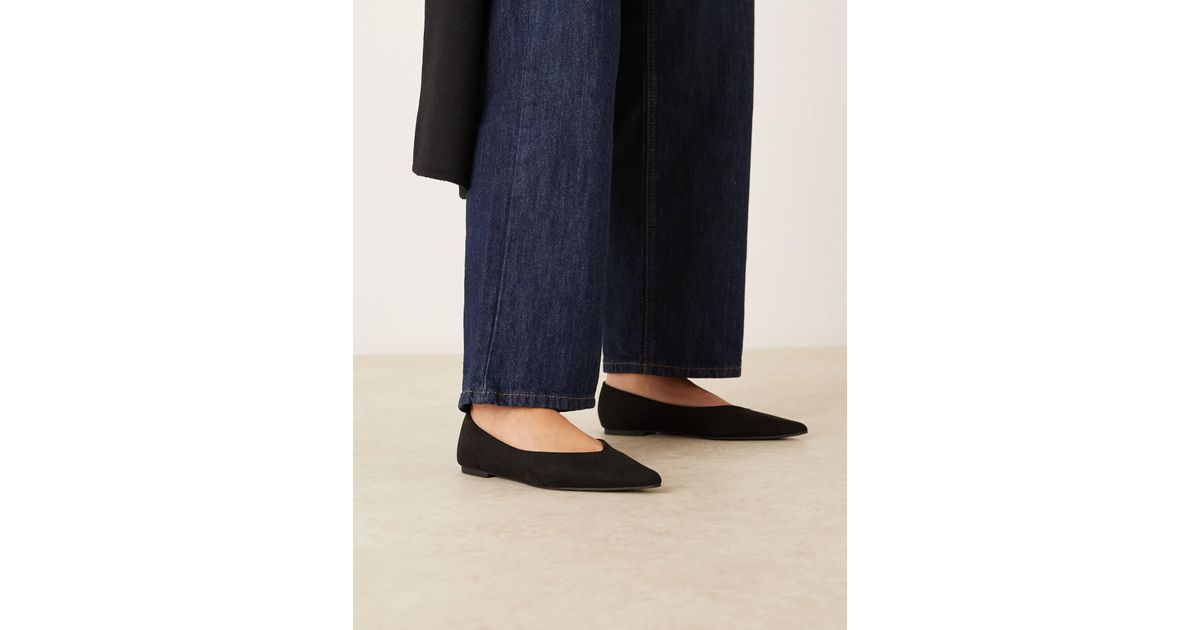 ASOS Wide Fit Ludo Pointed Ballet Flats in Black | Lyst