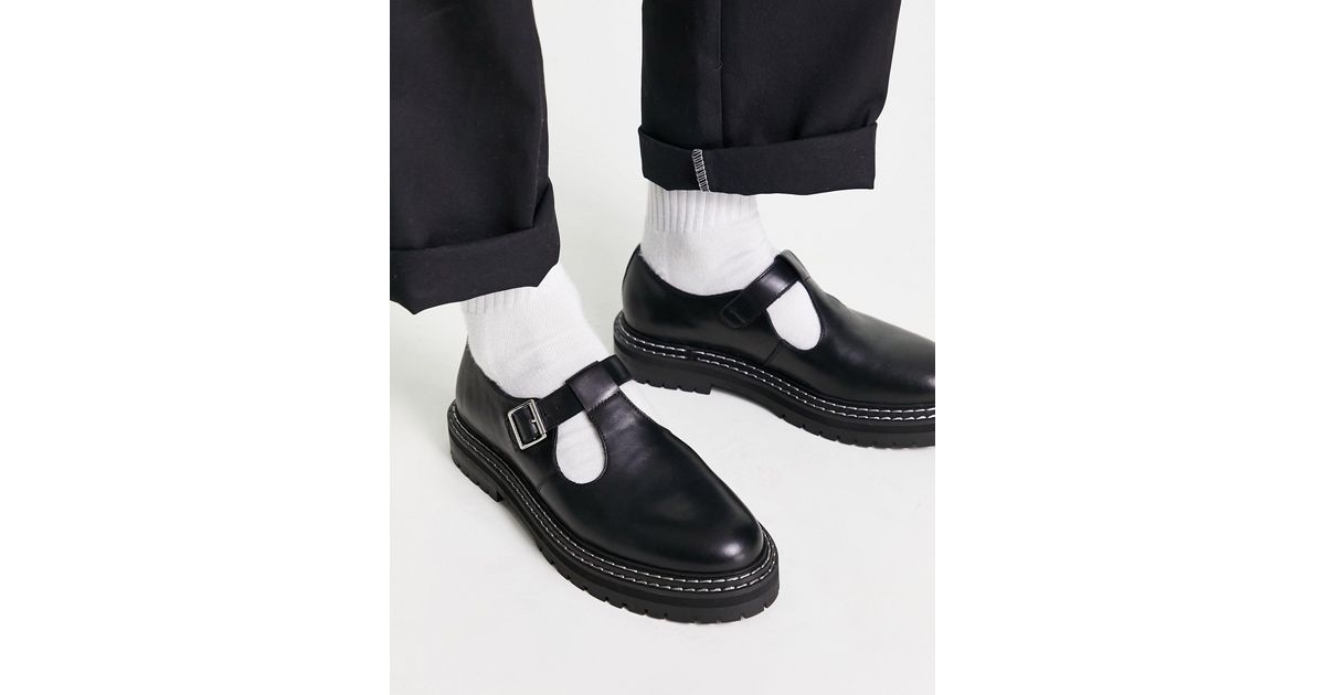 ASOS Chunky Mary Jane Loafers in Black for Men | Lyst