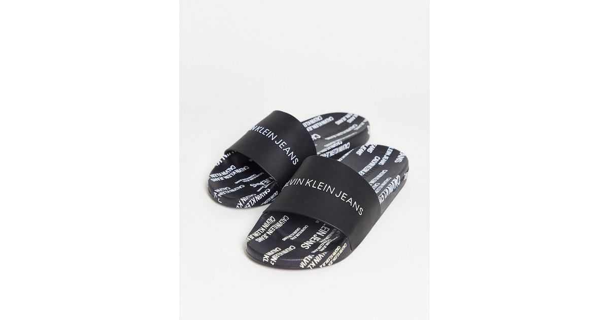Sandalias negras sin cierres con logo Calvin Klein de hombre de color Negro  | Lyst