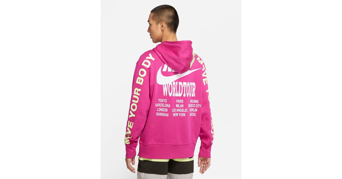 Nike World Tour Pullover Hoodie in Pink for Men | Lyst