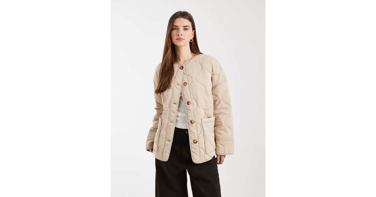 Object Onion Quilted Front Pocket Bomber Jacket in Natural | Lyst