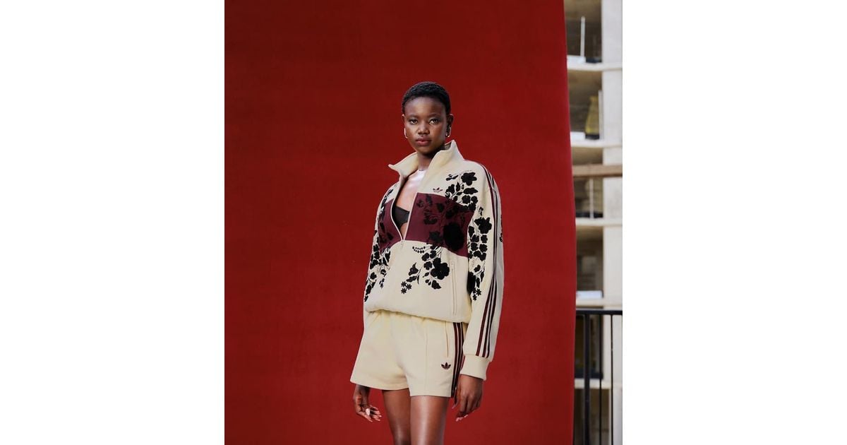 adidas Originals X Asos Track Jacket With Floral Embroidery in Red