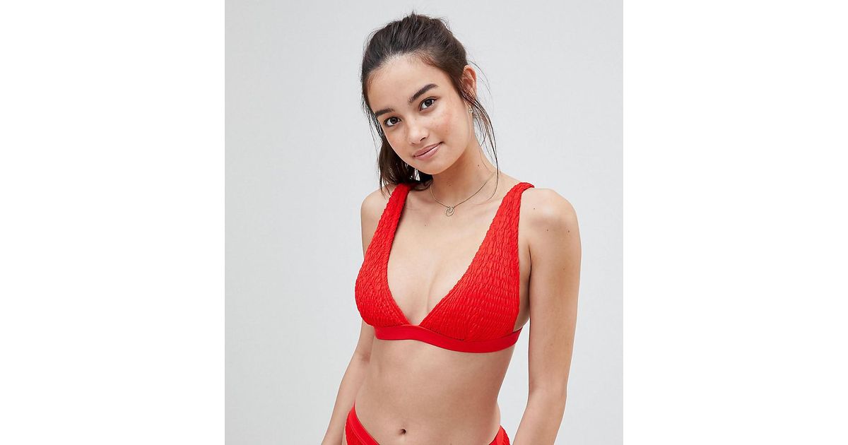red plunge bikini