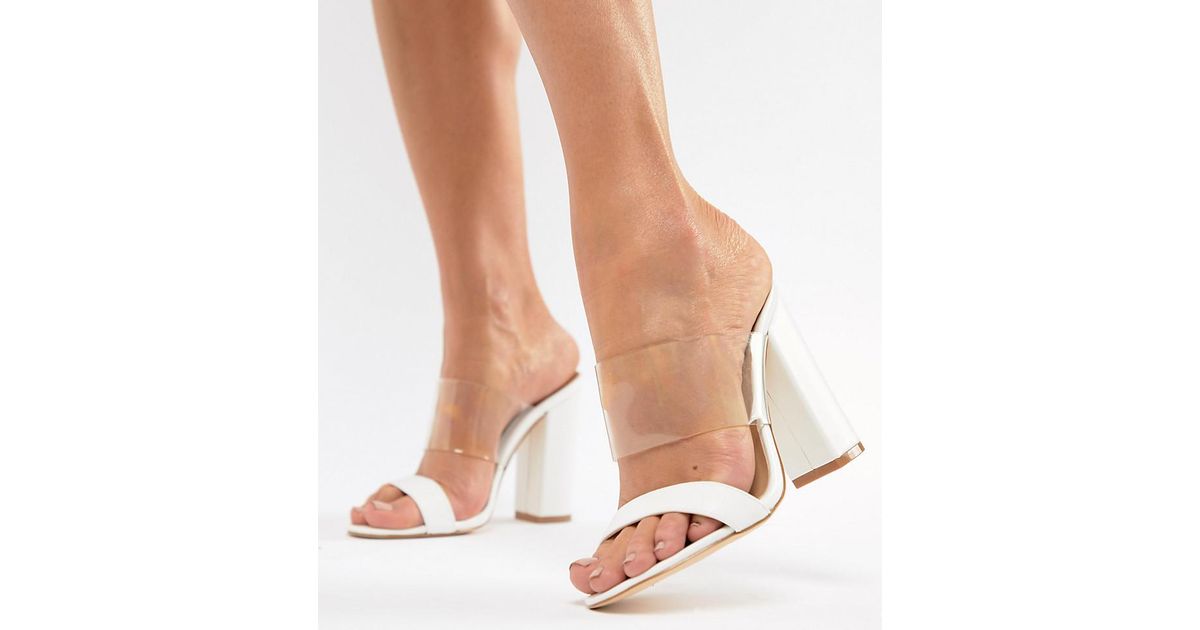 white block heel mules