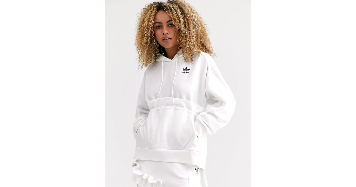 adidas Originals X J Koo Trefoil Ruffle Hoodie in White | Lyst