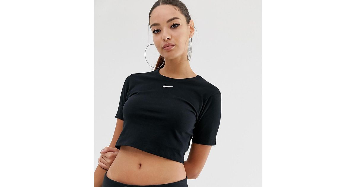 nike white mini swoosh crop top