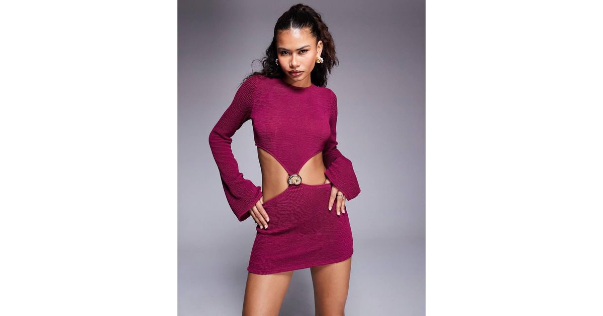 Moda Minx Textu Cut Out Mini Dress in Purple | Lyst UK