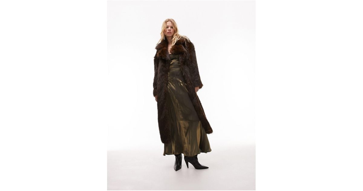 Topshop Full Length Faux Fur TOPSHOP Long-line Faux Fur Coat In