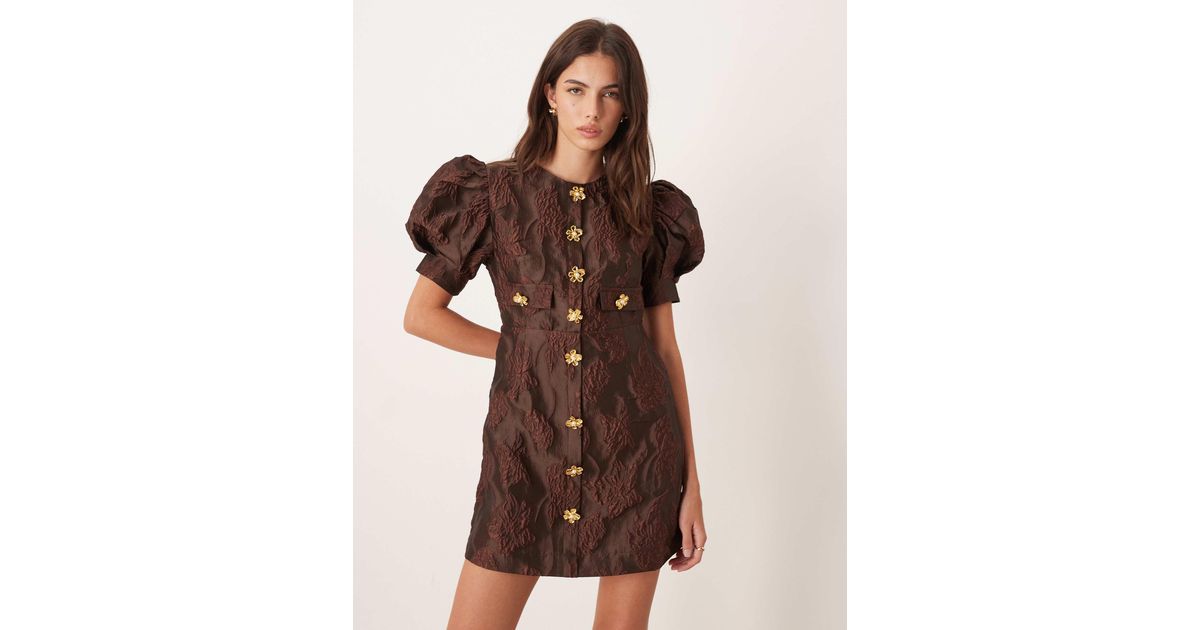 sister jane brown dress Sister Jane jacquard mini dress in chocolate brown