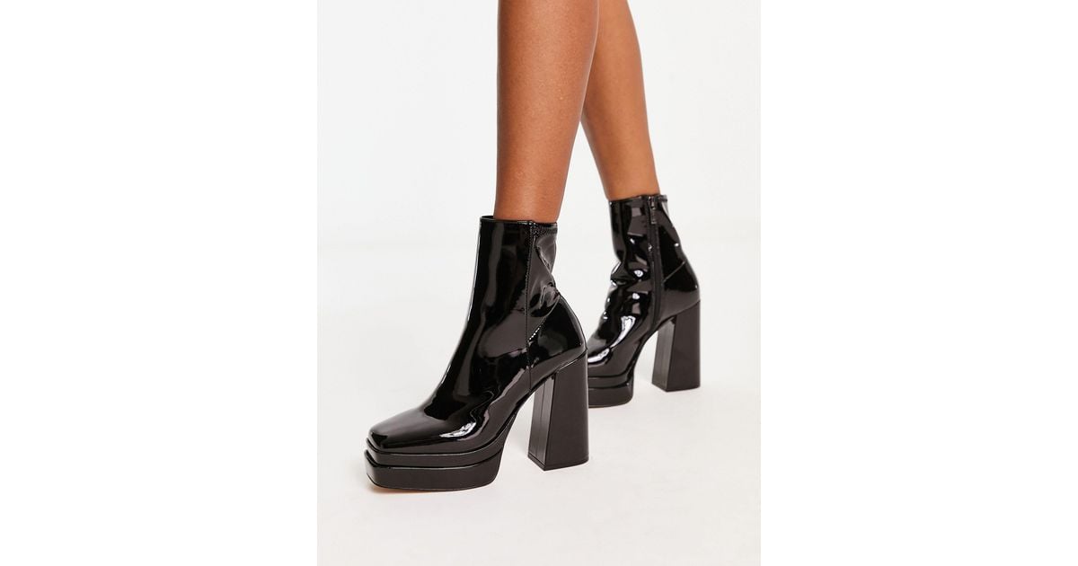 ALDO Mabel Square Toe Platform Heeled Boots in Black | Lyst