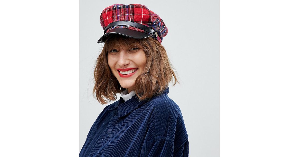 Ulilaclya Red Plaid Baker Boy Hat | Lyst