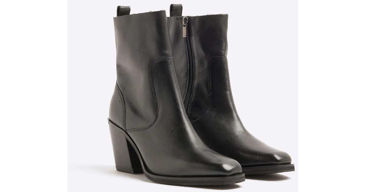 River Island Cowboy Boot in Black Lyst UK
