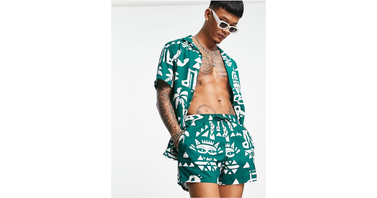 ASOS Co ord Swim Shorts in Green for Men Lyst