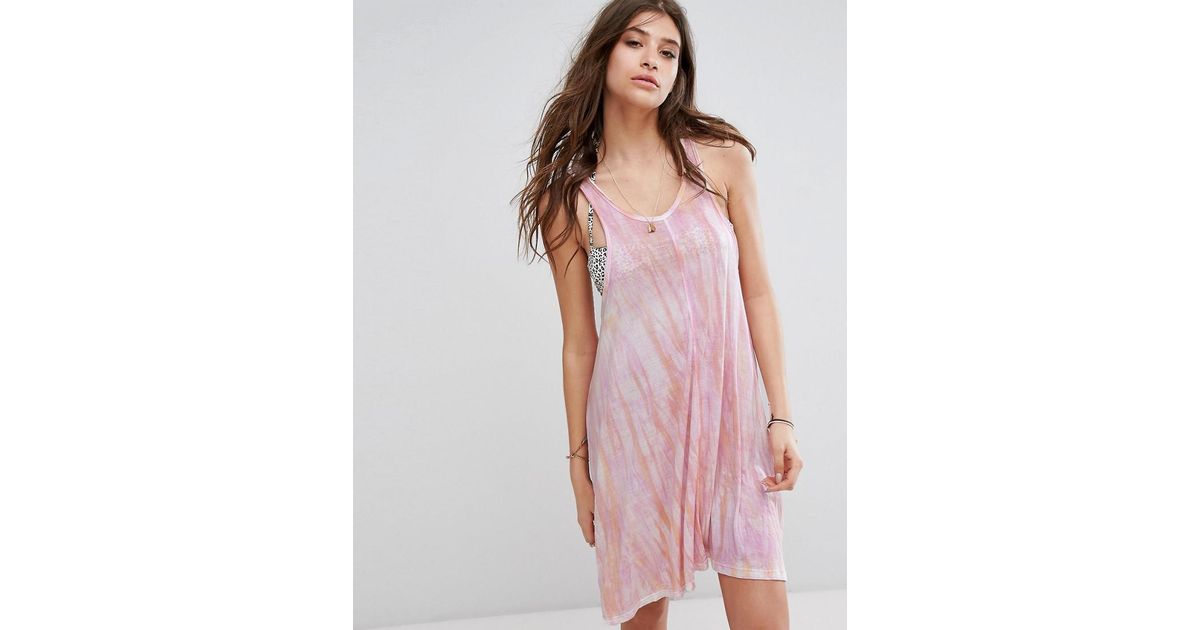 Robe De Plage Effet Tie Dye Billabong En Coloris Pink