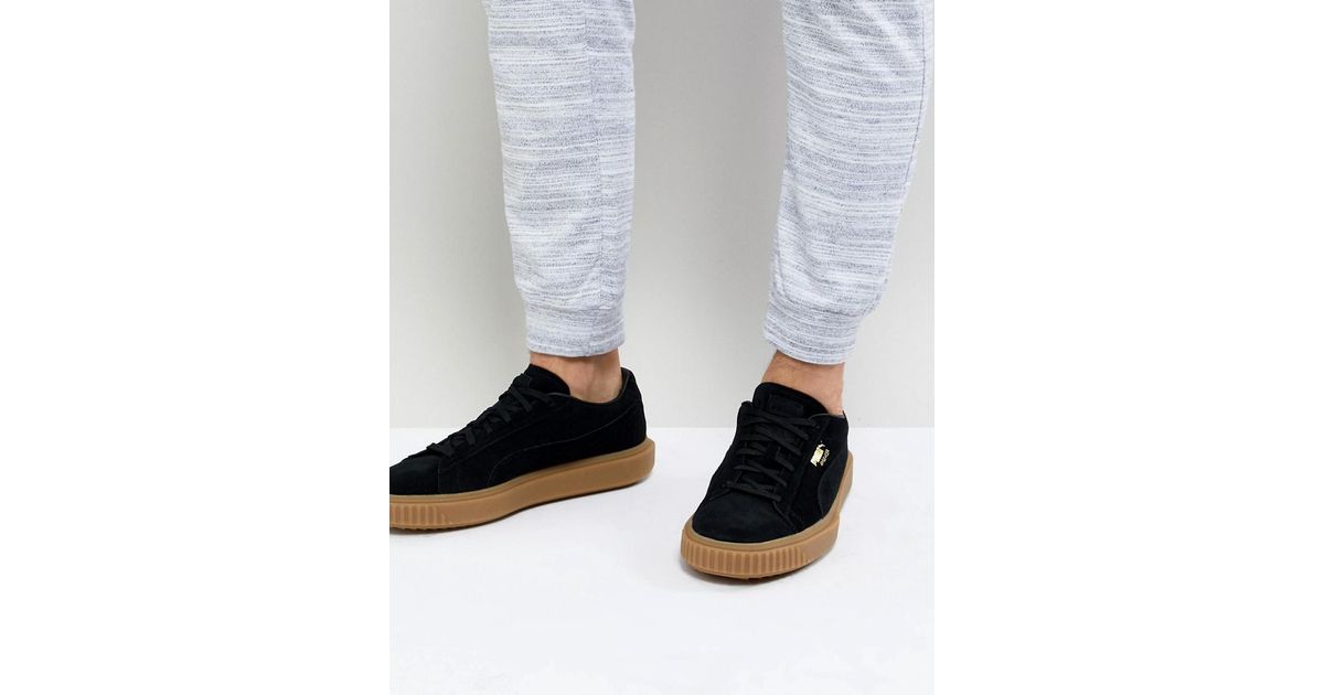 black suede gum trainers