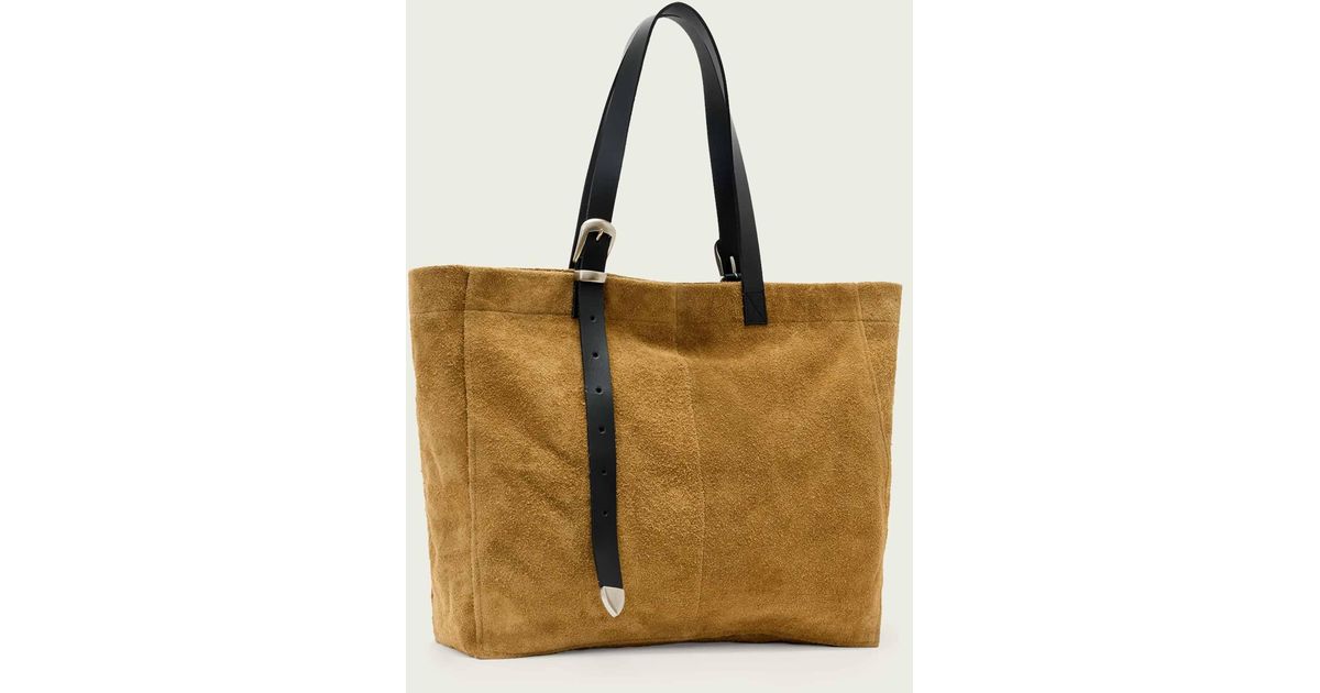 AllSaints Haven Suede Leather Tote Bag in Natural for Men | Lyst