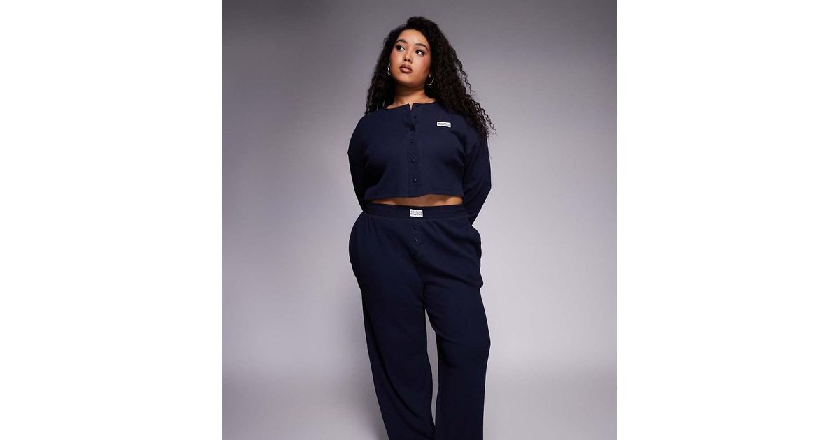 ASOS Weekend Collective Curve Waffle Wide Leg Sweatpants With Nylon ...