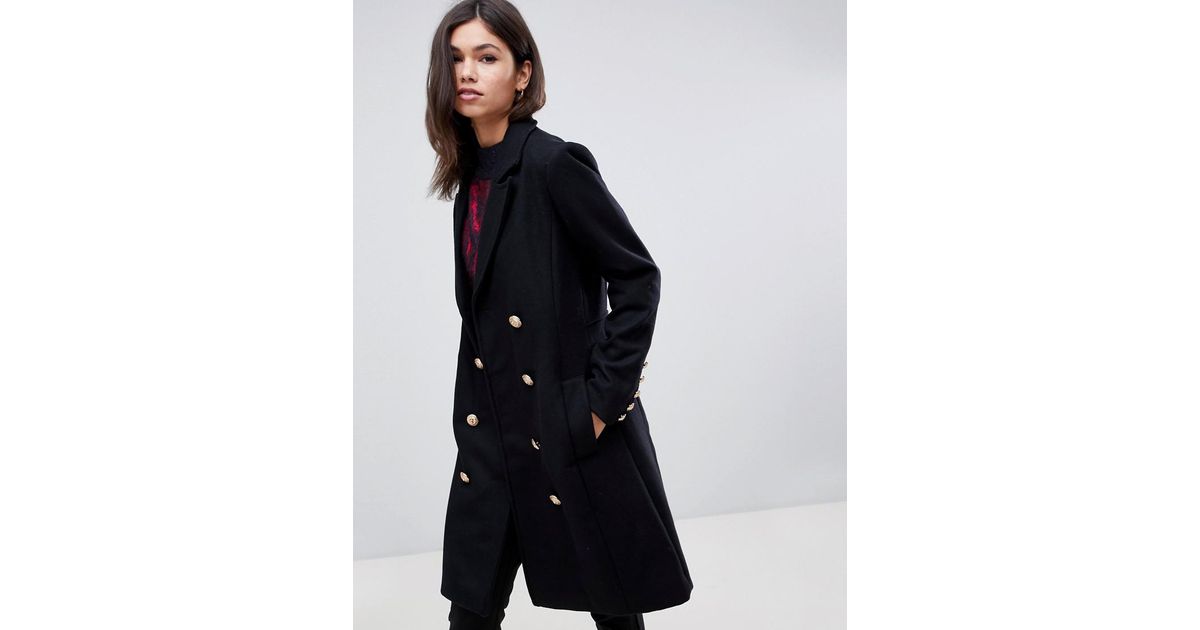 black gold button coat