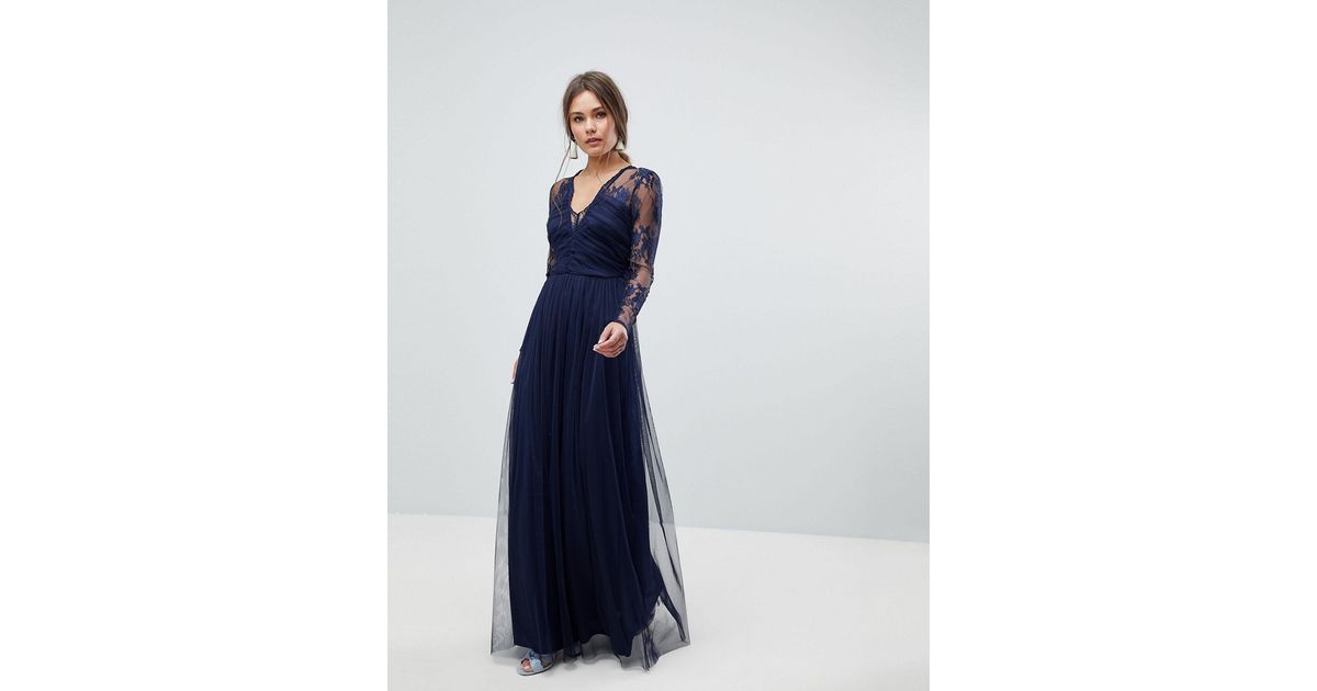 asos lace maxi dress with long sleeves
