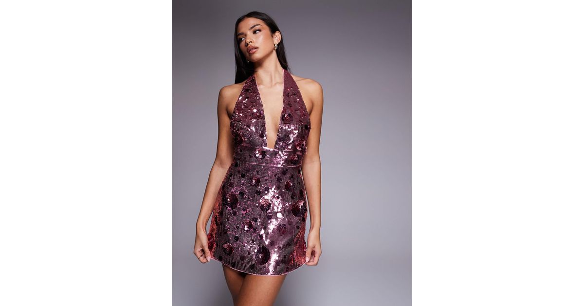 slim fit dress slacks Rent Oh Polly Perla Embellished Corset Kaftan Mini Dress in Hot Pink main image 1