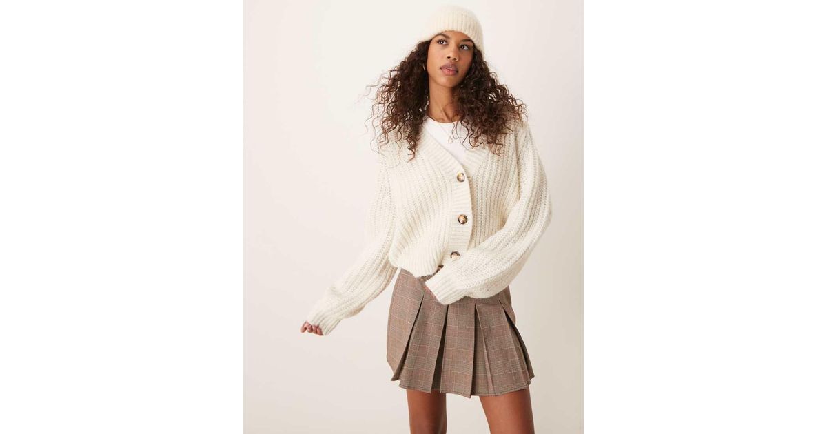 Button Rib Jacket Pimkie Knitted Rib Button Through Cardigan in Natural | Lyst UK