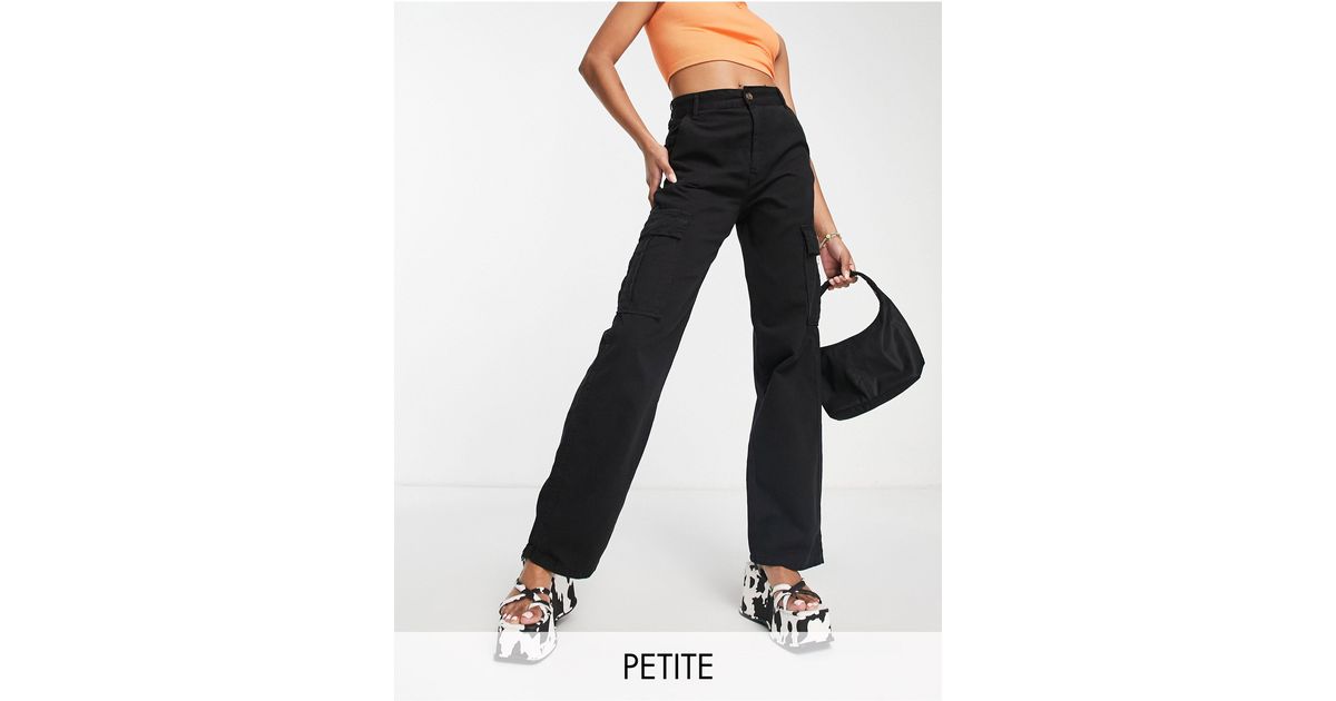Stradivarius Str Petite Straight Leg Cargo Pants in Black Lyst UK