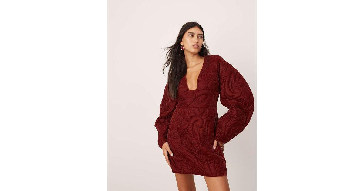 ワンピース Embroidered Velvet Plunge Mini Dress Embroidered Velvet Plunge Mini Dress