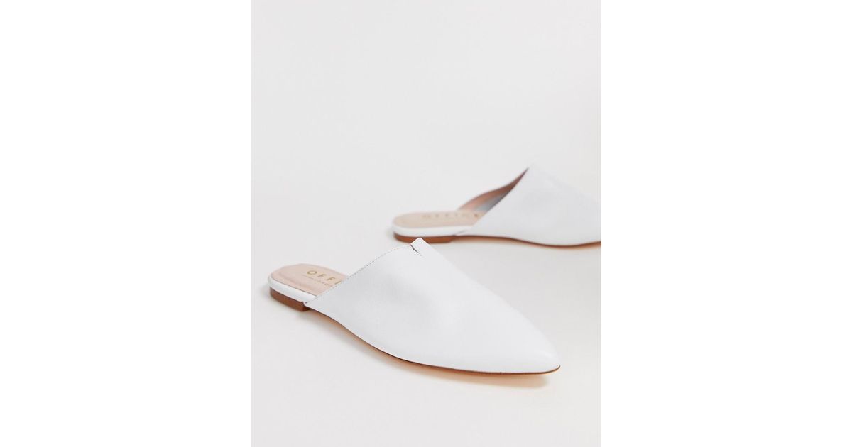 white slip on mules