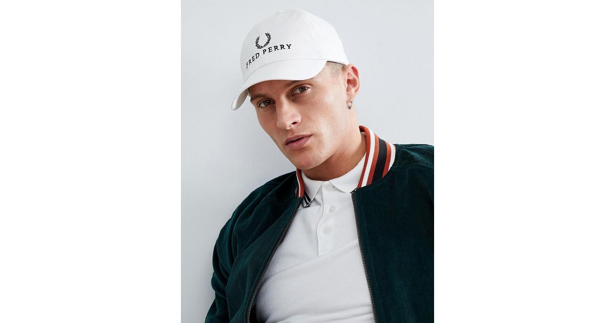 Fred Perry White Cotton Hat for Men | Lyst