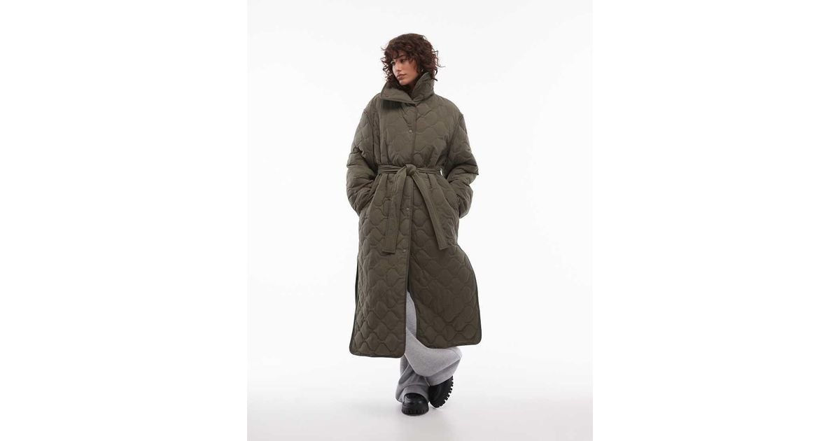 Green Quilted Coat Arket ARKET Down Quilted Oversized Midaxi Coat