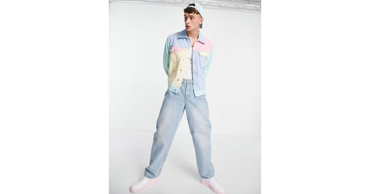 Pastel capsule veste en jean color block a logo drapeau poudre clair Tommy Hilfiger pour homme en coloris Bleu Lyst