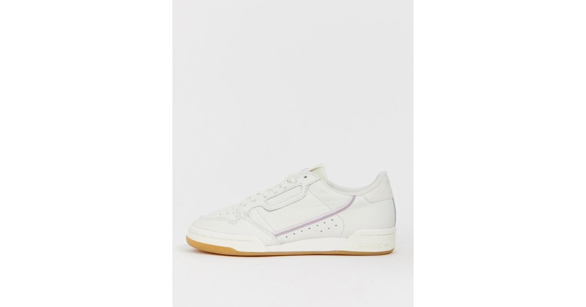 adidas originals white and lilac continental 80 sneakers