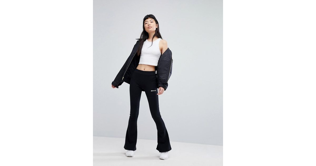 Ellesse High Waist Flares In Fine Rib 