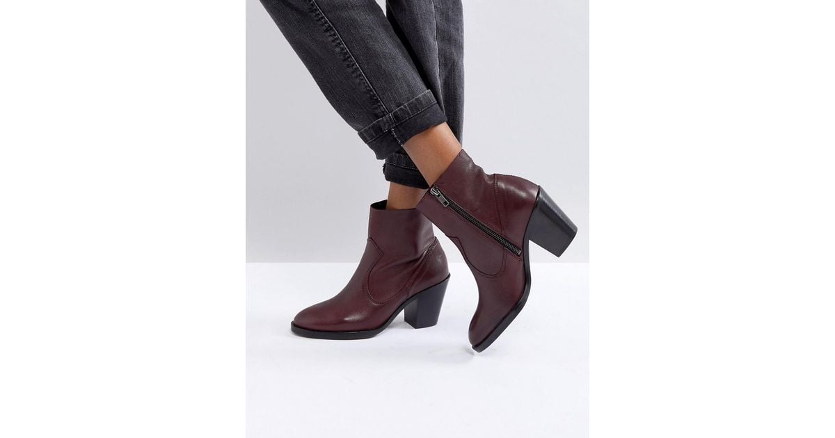burgundy heeled ankle boots