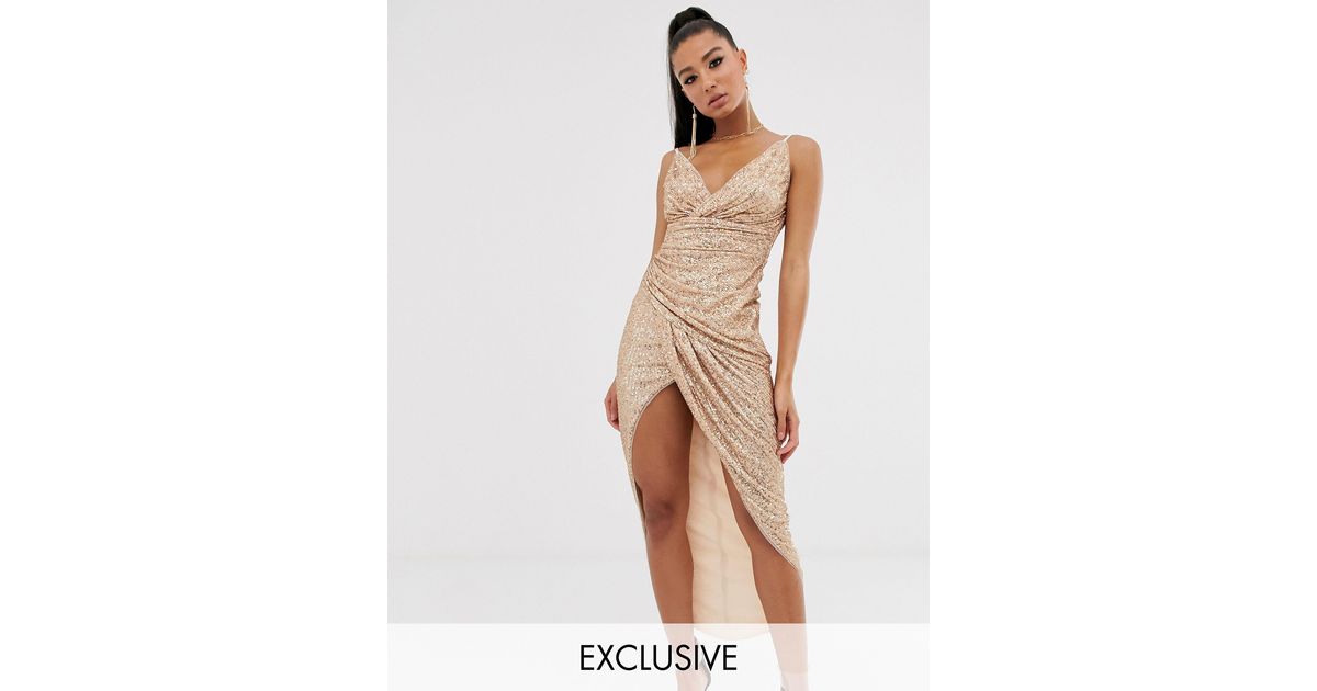 gold wrap around dress