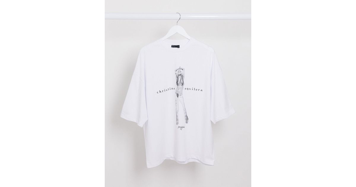 ASOS Christina Aguilera Oversized T-shirt With Large Front Print in White  for Men | Lyst Australia