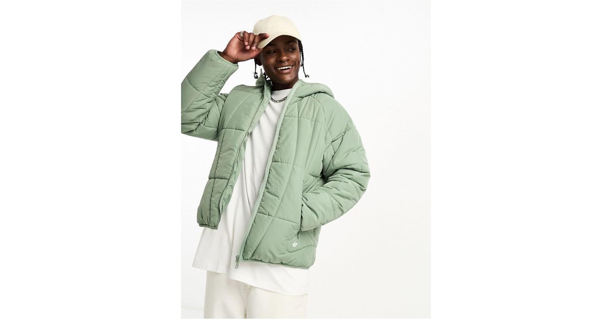 adidas Originals Adventure Logo Puffer Jacket in Green for Men Lyst UK