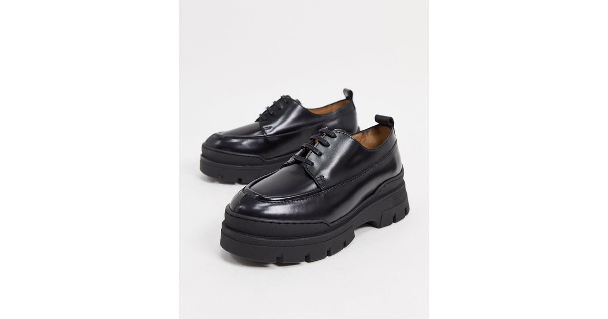 & other stories lace up chunky sole loafers in black