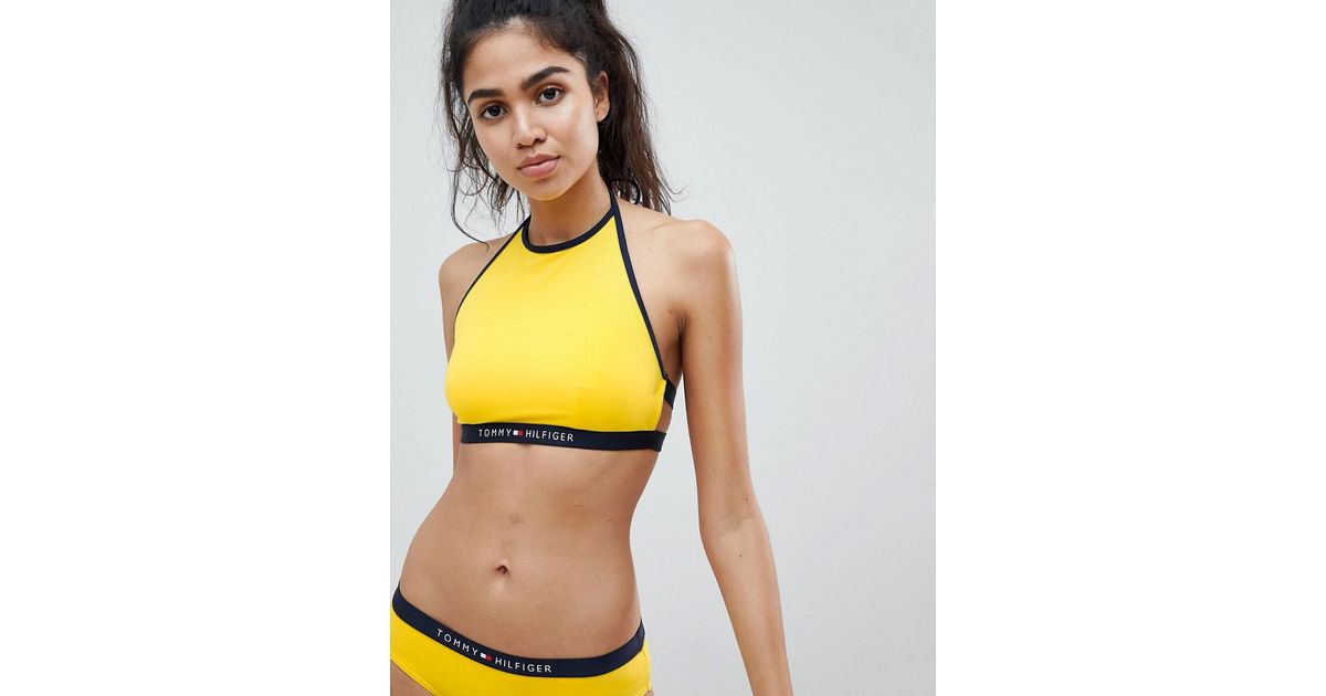 tommy hilfiger yellow crop top