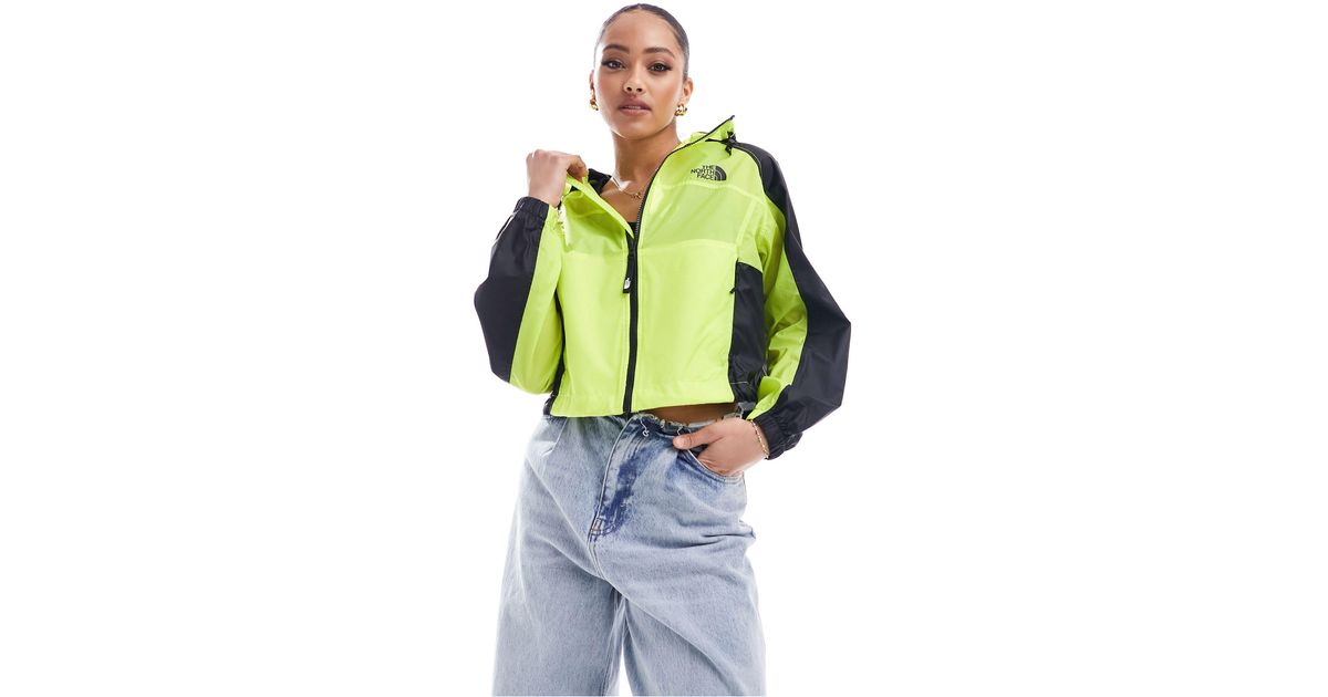 The North Face Himalia packable wind jacket in lime green