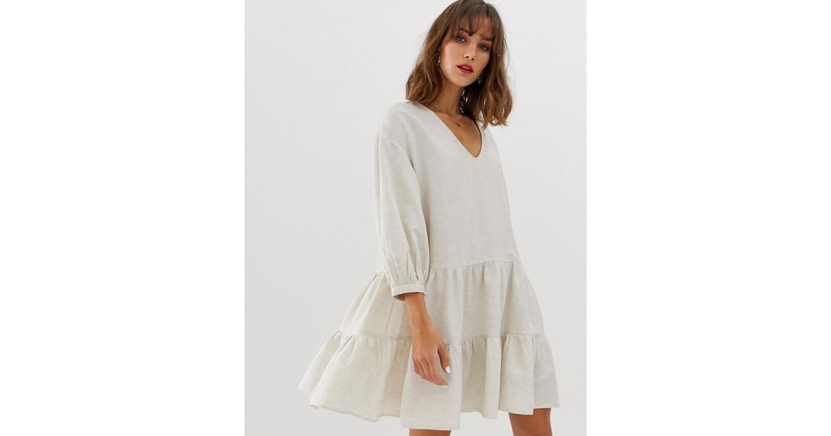 white linen smock dress