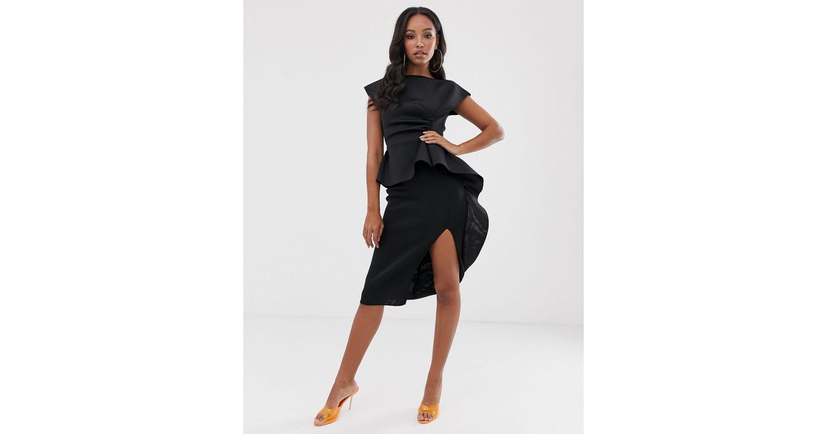 Asos Robe Fourreau Longue Noire Robe Fourreau Mi-longue à Basque