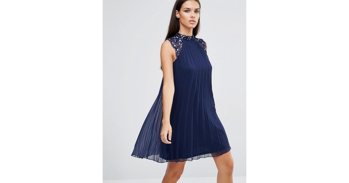 lipsy embellished pleat swing dress