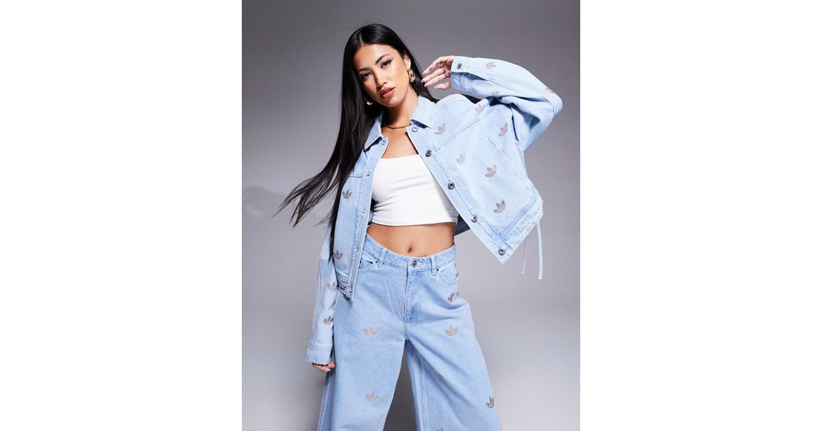 【adidas】 denim jacket with rhinestone embellishment adidas Originals denim jacket with rhinestone embellishment