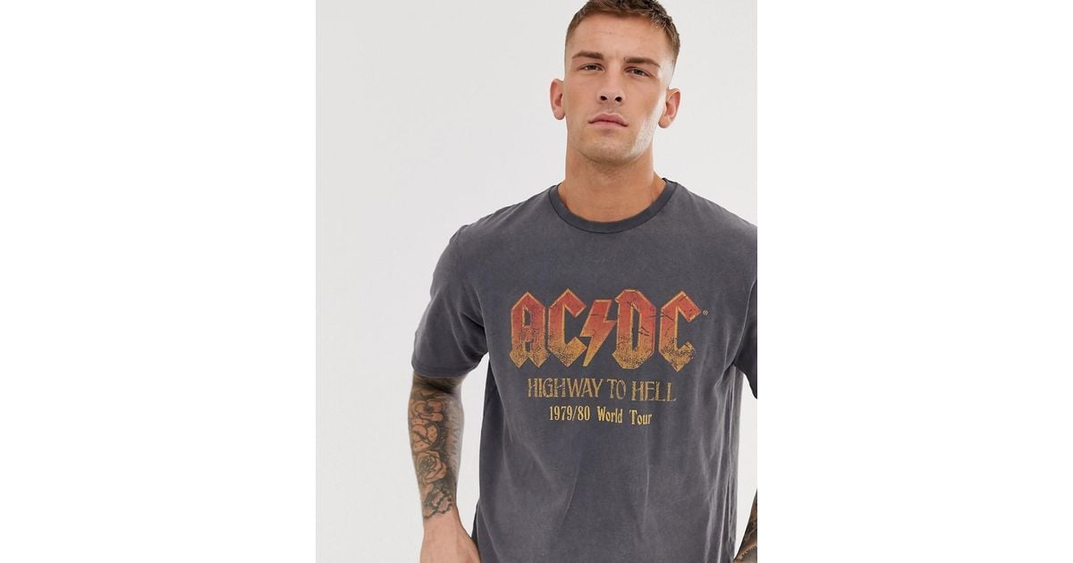 Camiseta gris ACDC de Pull&Bear de hombre de color Gris | Lyst