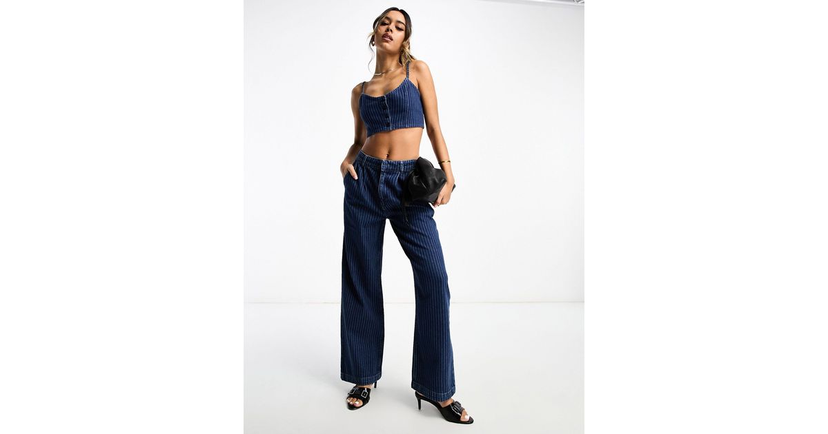 ASOS Tailored Pinstripe Jean Co-ord in Blue | Lyst